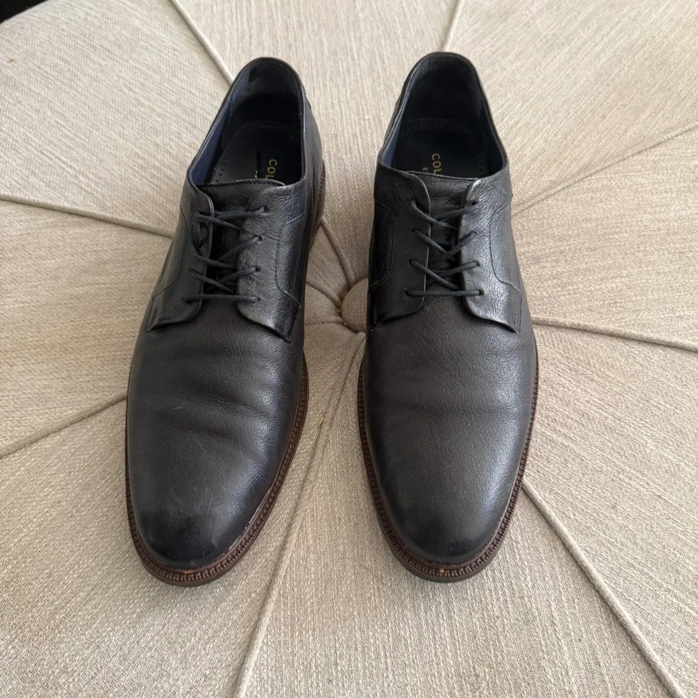 Cole Haan Grand O's Mens 11 Leather Derby Dress Shoes Lace Up Plain Toe Blk